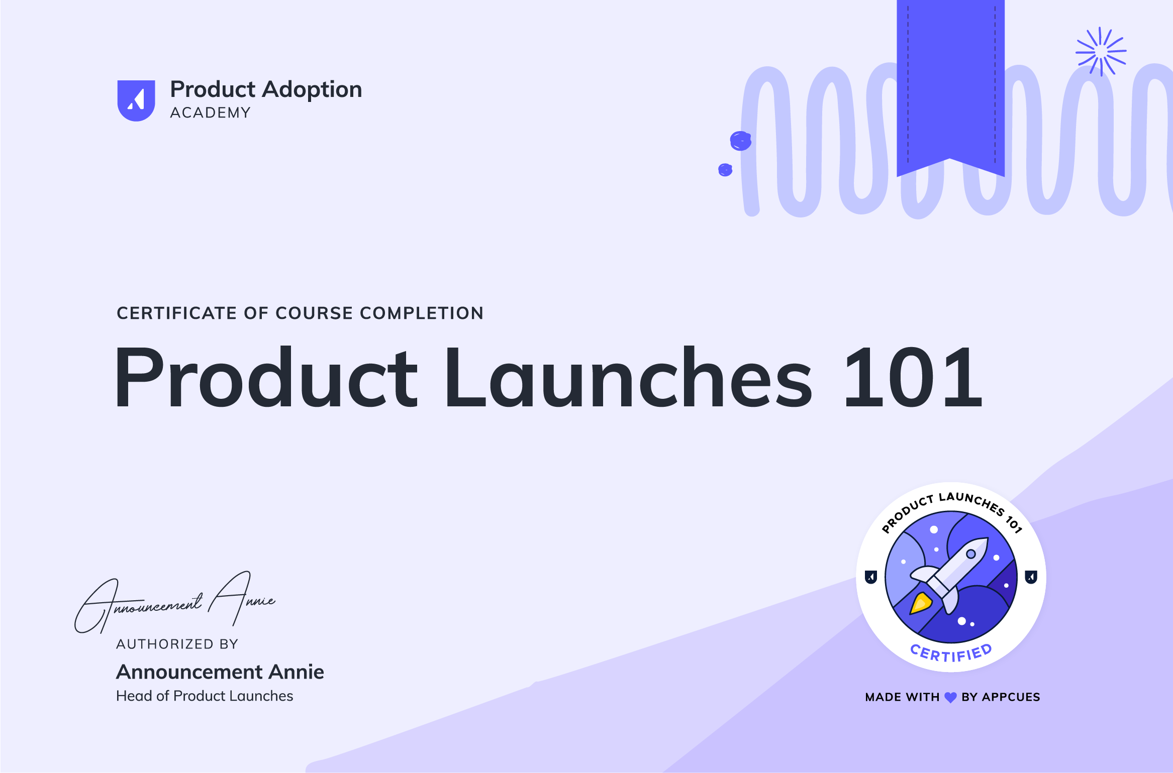 Product Launches 101 certificate